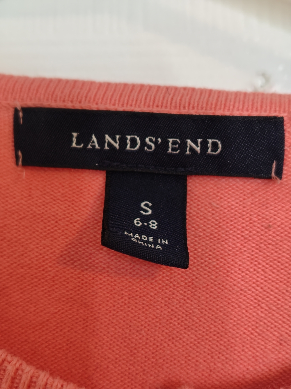 Land's End Crew Neck Long Sleeve Coral Cotton Cardigan/Button Up Sweater Size S - Picture 7 of 11